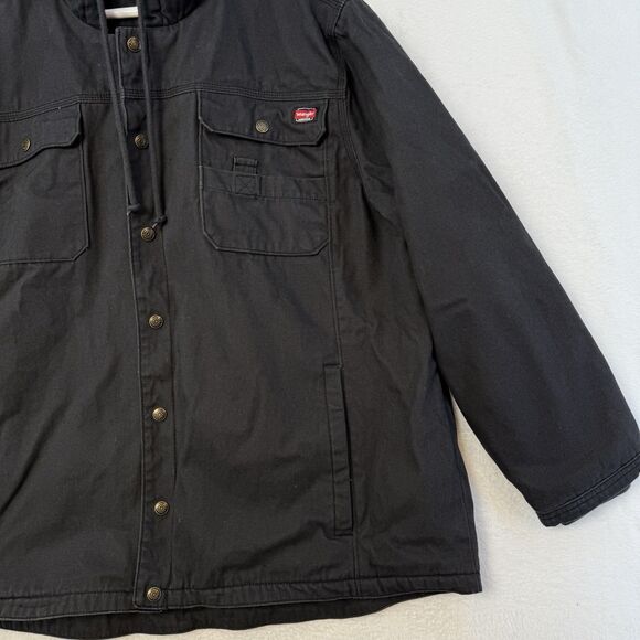 Wrangler Workwear Fur Lined Canvas Work Jacket Men’s 2X 50-52 Black Outerwear - Picture 8 of 16